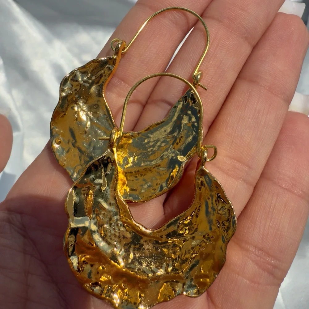 Zara Gold Crescent Hoop Earrings - Picture 11 of 11